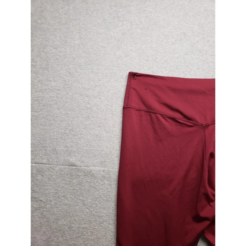 Nike Dri Fit Women Athletic‎ Leggings L Red High Waistband Pull On Logo Active